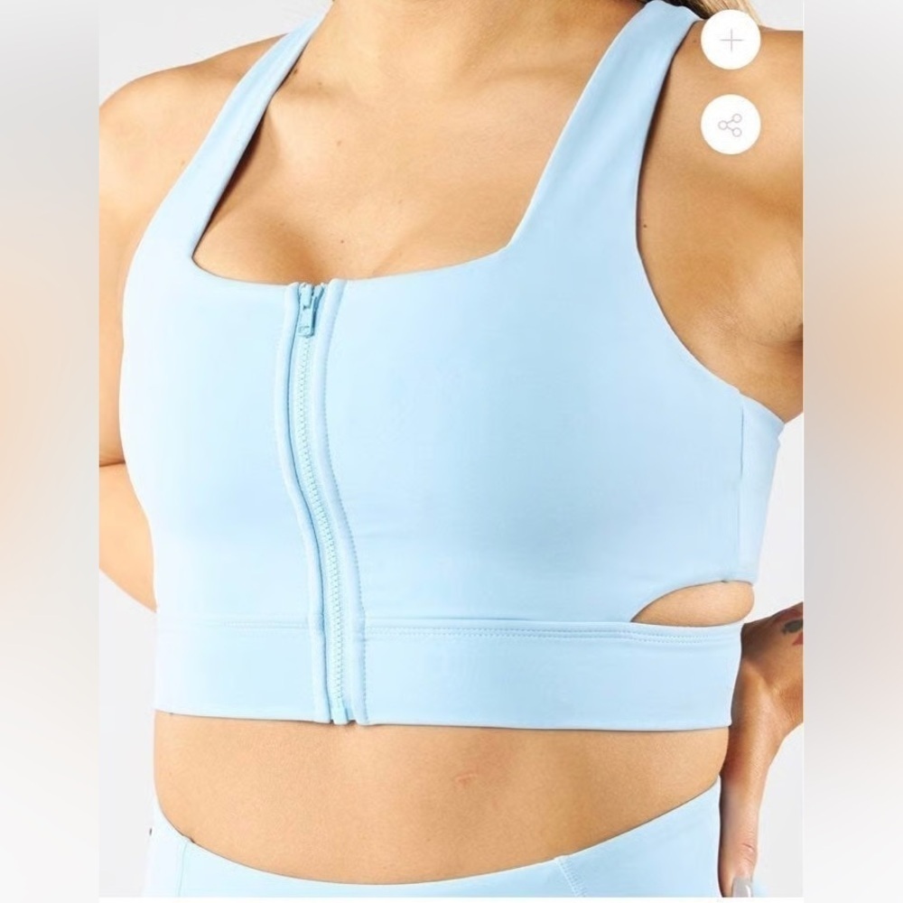 BuffBunny Sports bra Blizzard zip up sipper sky high impact support criss cross
